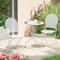 3-Piece Metal Bistro Set with Folding Chairs White Rattan-Style Patio Dining Set for Garden